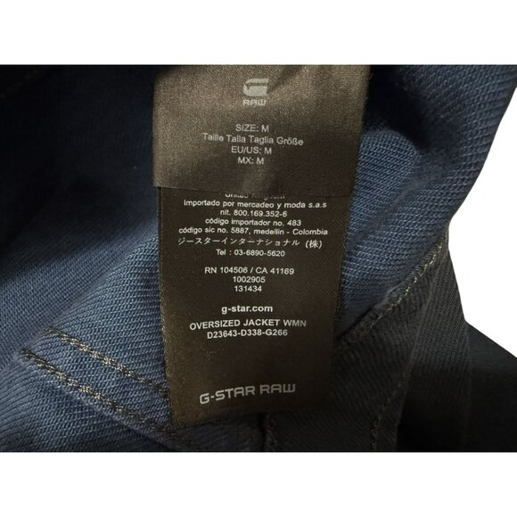 Womens Denim Jacket Oversized G-Star RAW Sz M Dark Wash Boxy Heavywt Trucker - Picture 9 of 9